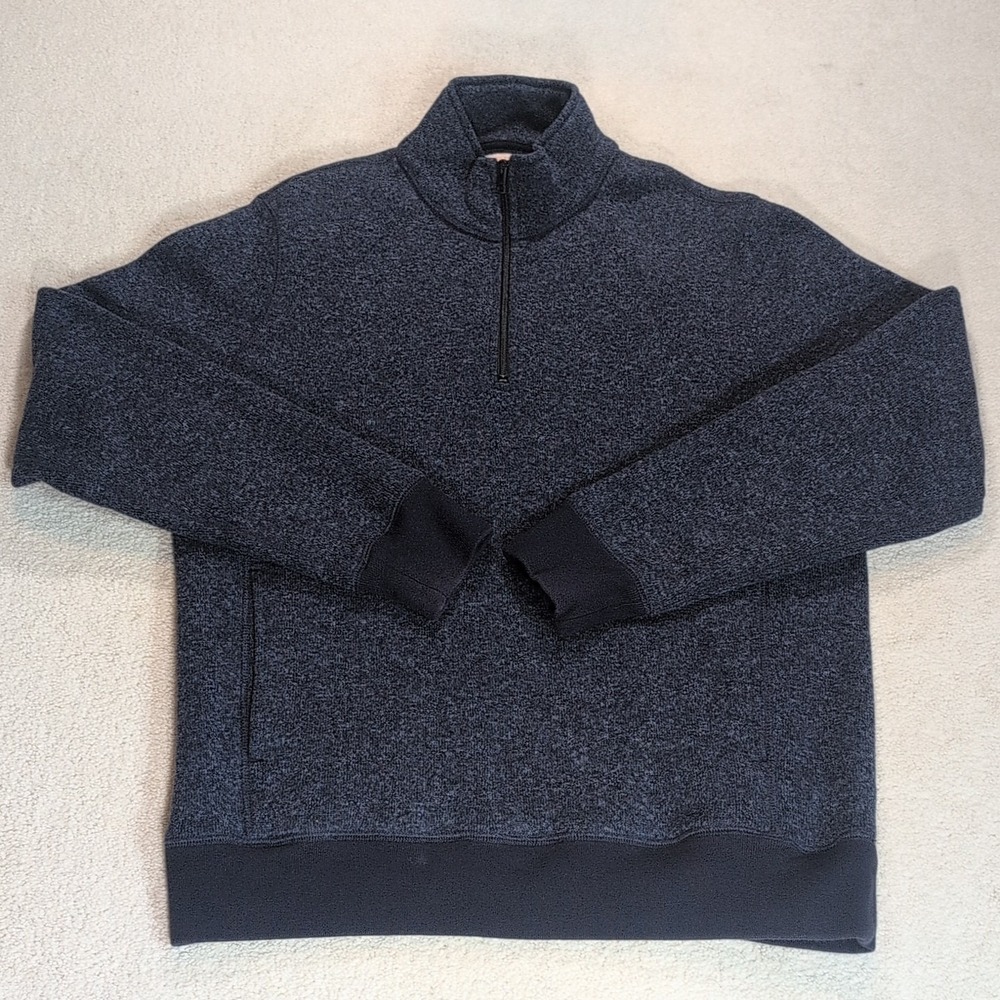 J. Crew The Sporting Life Men's Large Heather Blue Quarter Zip Fleece Pullover